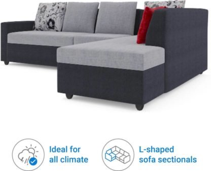 Bharat Lifestyle Nano Fabric 6 Seater Sofa  (Finish Color - Black Grey) - Image 3