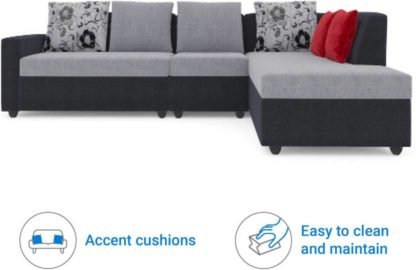 Bharat Lifestyle Nano Fabric 6 Seater Sofa  (Finish Color - Black Grey) - Image 2