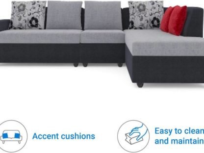 Bharat Lifestyle Nano Fabric 6 Seater Sofa  (Finish Color – Black Grey)