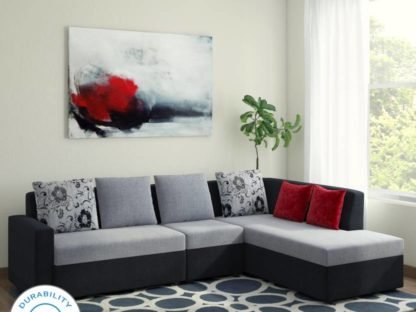 Bharat Lifestyle Nano Fabric 6 Seater Sofa  (Finish Color – Black Grey)
