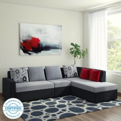 Bharat Lifestyle Nano Fabric 6 Seater Sofa  (Finish Color - Black Grey)