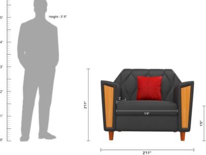 Kurlon Crescent Leatherette 3 + 1 + 1 Black Sofa Set