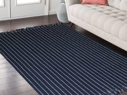 Dark Blue Cotton Dhurrie  (122 cm X 182 cm)